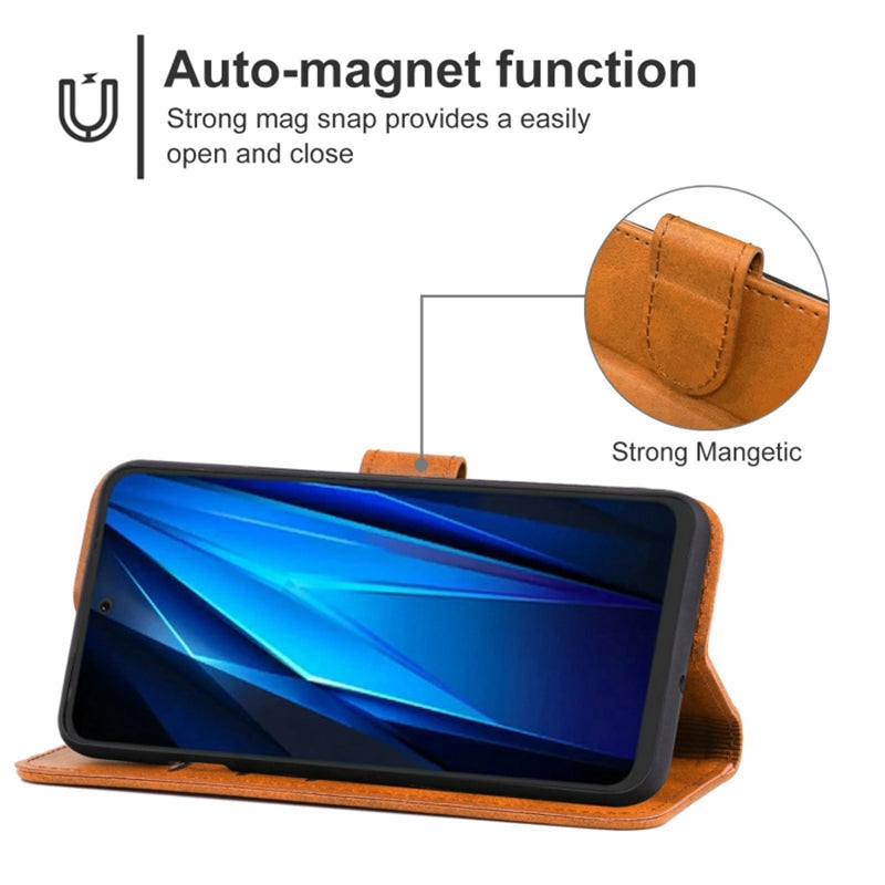 Calf Texture Phone Case for Tecno Spark 8P PU Leather Phone Wallet Stand Cover with Strap Calf Texture Phone Case for Tecno Spark 8P PU Leather Phone Wallet Stand Cover with Strap